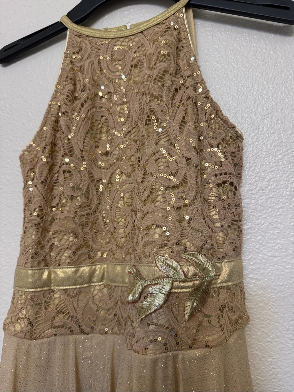 Revolution Dance Costume lyrical blush beige gold lace JUST A MEMORY RC19699 XLC